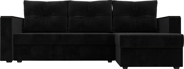 Изображение товара Диван угловой Лига Диванов Атланта Б/С правый / 117040 (велюр черный)