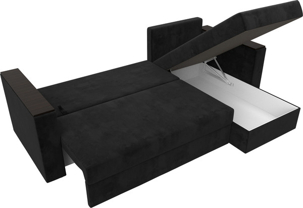 Изображение товара Диван угловой Лига Диванов Атланта Б/С правый / 117040 (велюр черный)