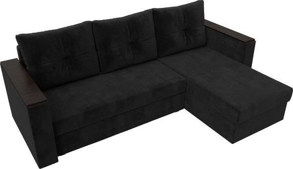 Изображение товара Диван угловой Лига Диванов Атланта Б/С правый / 117040 (велюр черный)