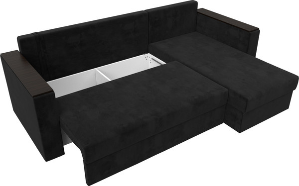 Изображение товара Диван угловой Лига Диванов Атланта Б/С правый / 117040 (велюр черный)