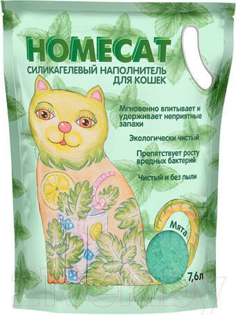 Изображение товара Наполнитель для туалета Homecat Мята Силикагелевый / 79952 (7.6л/3кг)