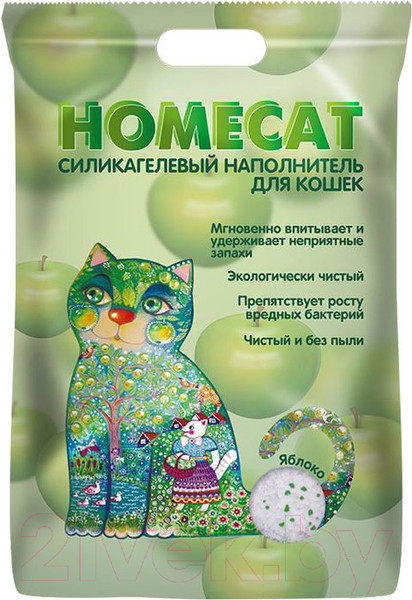 Изображение товара Наполнитель для туалета Homecat Яблоко Силикагелевый / 79034 (30л/12кг)