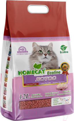 Изображение товара Наполнитель для туалета Homecat Ecoline Лотос Комкующийся / 80843 (12л/5.6кг)