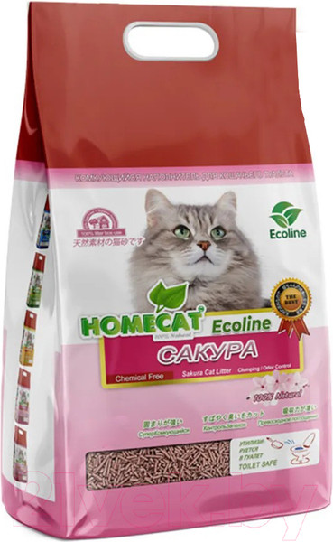 Изображение товара Наполнитель для туалета Homecat Ecoline Лотос-сакура Комкующийся / 80844 (6л/2.8кг)