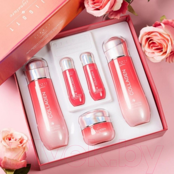 Изображение товара Набор косметики для лица Jigott Signature Collagen Тонер+Эмульсия+Крем (150мл+50мл+150мл+30мл+50мл)