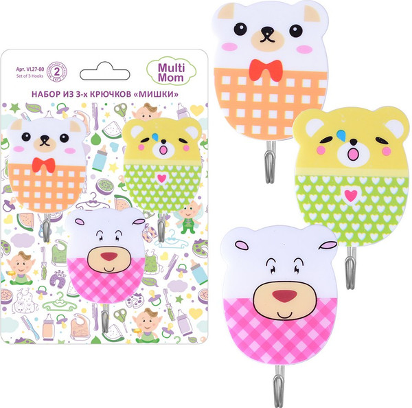 Изображение товара Набор крючков Мультидом Мишки / VL27-80 (3шт)