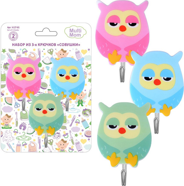 Изображение товара Набор крючков Мультидом Совушки / VL27-81 (3шт)