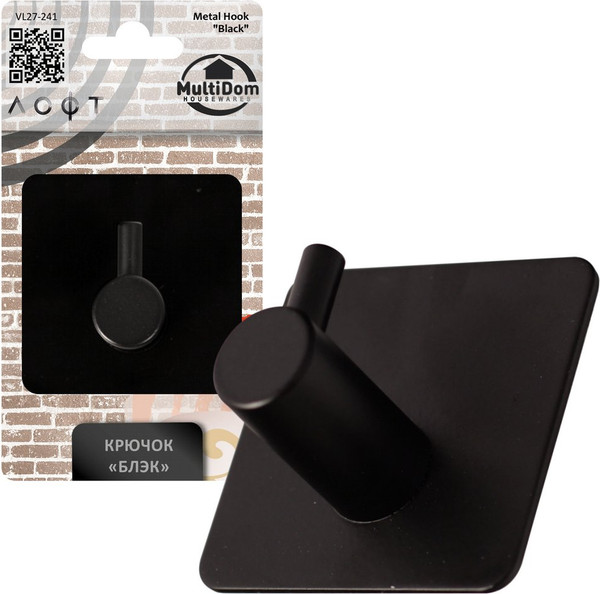 Изображение товара Крючок для ванной Мультидом Блэк VL27-241