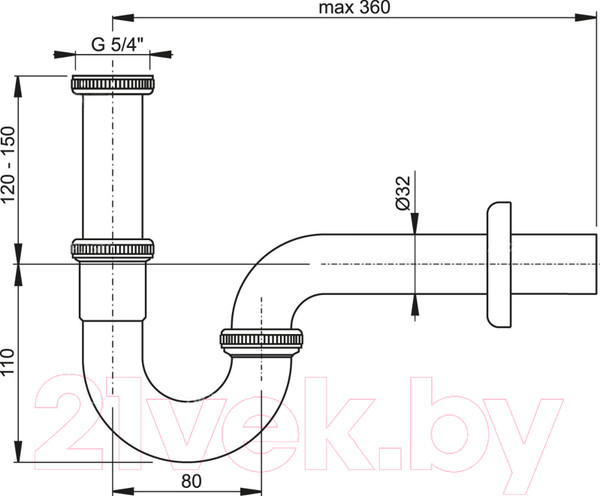 Изображение товара Сифон Alcadrain A4320 (черный)