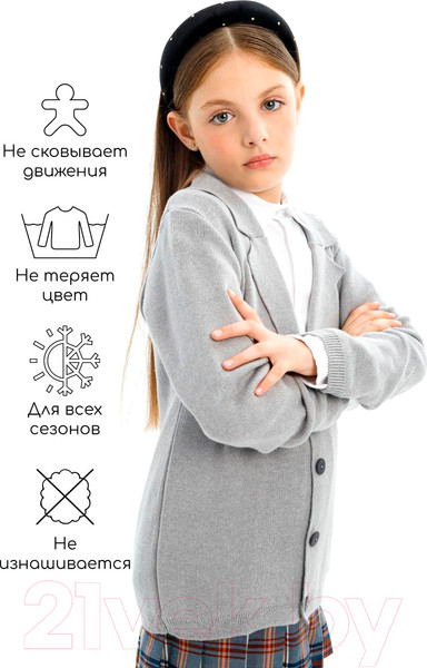 Изображение товара Пиджак детский Amarobaby Pure Love School / AB-OD23-PLS30/11-140 (р.140, серый)