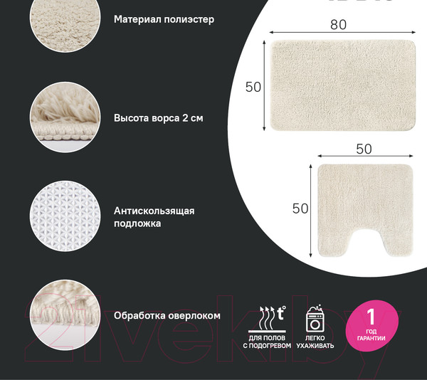 Изображение товара Набор ковриков для ванной и туалета IDDIS Basic BSET01Mi13