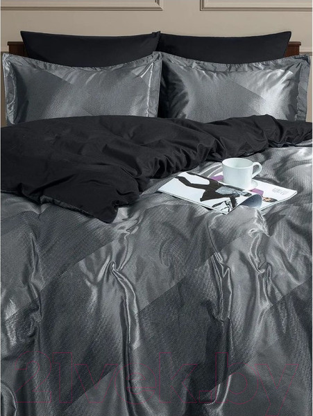 Изображение товара Комплект постельного белья Buenas Noches Сатин Жаккард Евро / 49186 (серый)