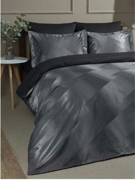 Изображение товара Комплект постельного белья Buenas Noches Сатин Жаккард Евро / 49186 (серый)