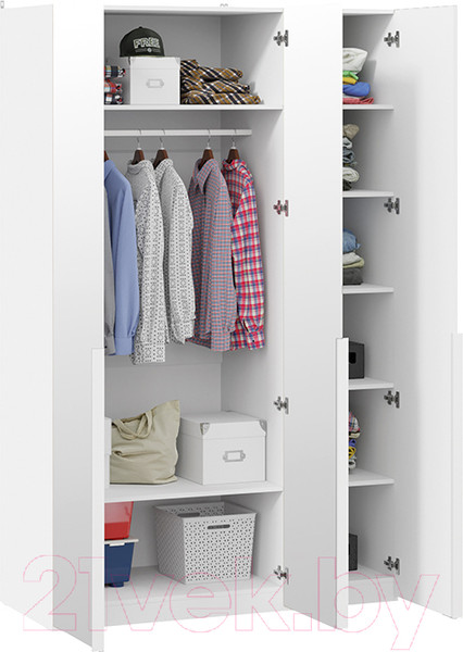 Изображение товара Шкаф ТриЯ Порто СМ-393.07.111 с 3 зеркальными дверями (белый жемчуг/белый жемчуг)