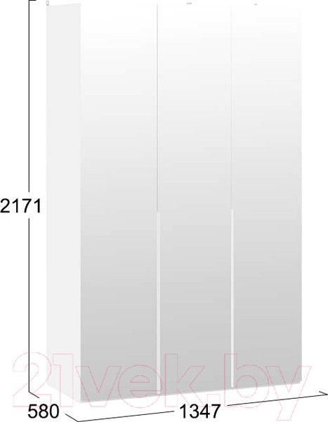 Изображение товара Шкаф ТриЯ Порто СМ-393.07.111 с 3 зеркальными дверями (белый жемчуг/белый жемчуг)