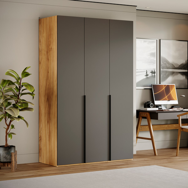 Изображение товара Шкаф ТриЯ Порто СМ-393.07.113 с 3 глухими дверями (яблоня беллуно/графит софт)