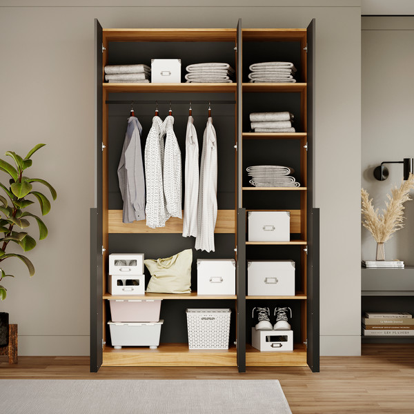 Изображение товара Шкаф ТриЯ Порто СМ-393.07.113 с 3 глухими дверями (яблоня беллуно/графит софт)