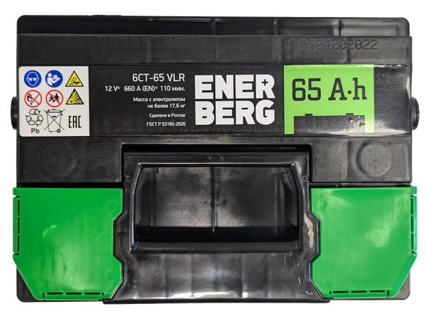 Изображение товара Автомобильный аккумулятор Enerberg 6СТ-65VLR 660A R+ (65 А/ч)