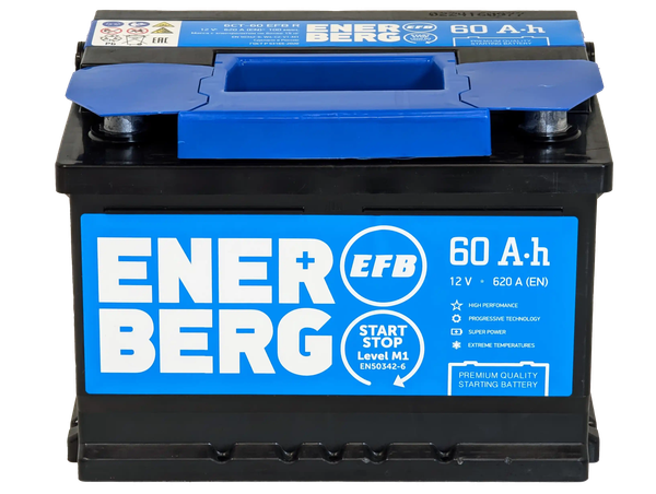 Изображение товара Автомобильный аккумулятор Enerberg 6СТ-60R EFB R+ низкий 620A (60 А/ч)