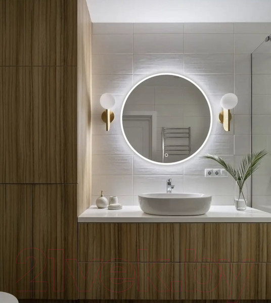 Изображение товара Зеркало Emze 70 / LED.UV.70.70.BEL (белый с УФ-окантовкой и подсветкой)