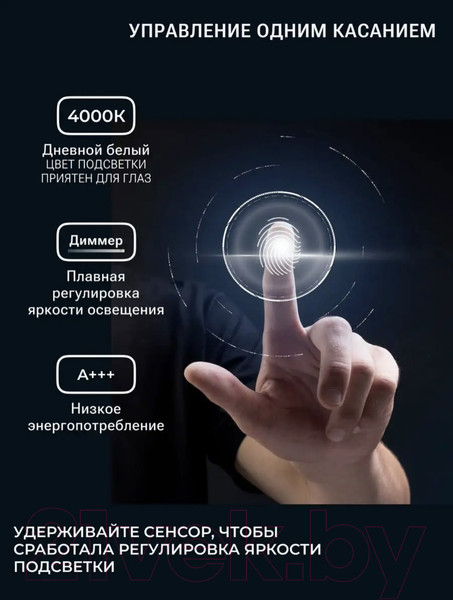 Изображение товара Зеркало Emze 80 / LED.UV.80.80.BEL (белый с УФ-окантовкой и подсветкой)