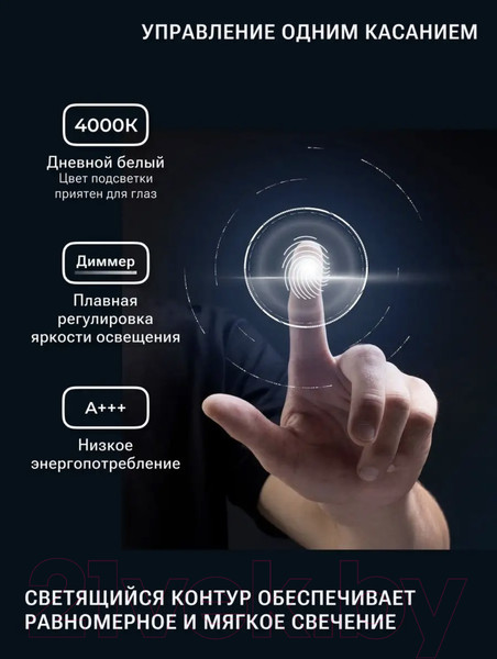 Изображение товара Зеркало Emze 50x100 / LED.UV.50.100.CHE (черный с УФ-окантовкой и подсветкой)