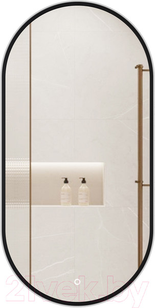 Изображение товара Зеркало Emze 50x100 / LED.UV.50.100.CHE (черный с УФ-окантовкой и подсветкой)