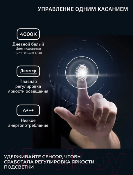 Изображение товара Зеркало Emze 80 / LED.UV.80.80.CHE (черный с УФ-окантовкой и подсветкой)