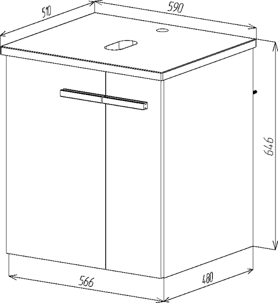 Изображение товара Тумба под умывальник Viant Мюнхен / VMUN60NH-T2STP (хаки)