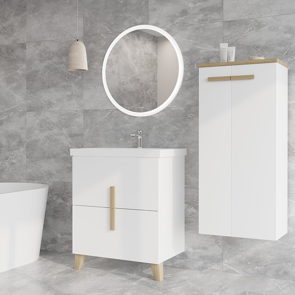 Изображение товара Шкаф-полупенал для ванной Viant Мюнхен / VMUN50BEL-PENP (белый)