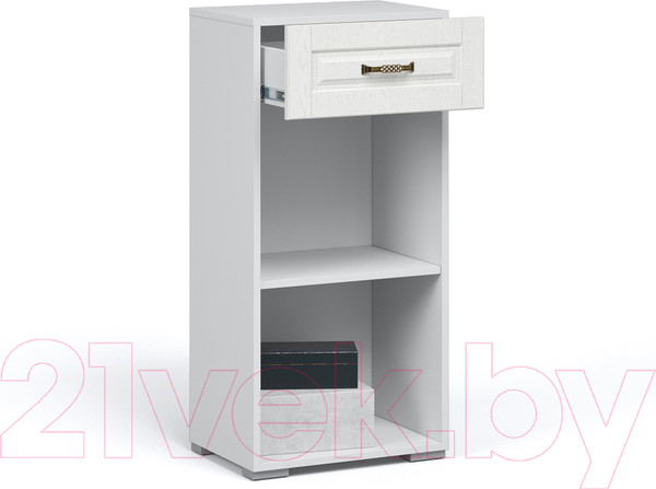 Изображение товара Тумба в прихожую Империал Лацио 1д 1ящ (белое дерево/ручка бронза)