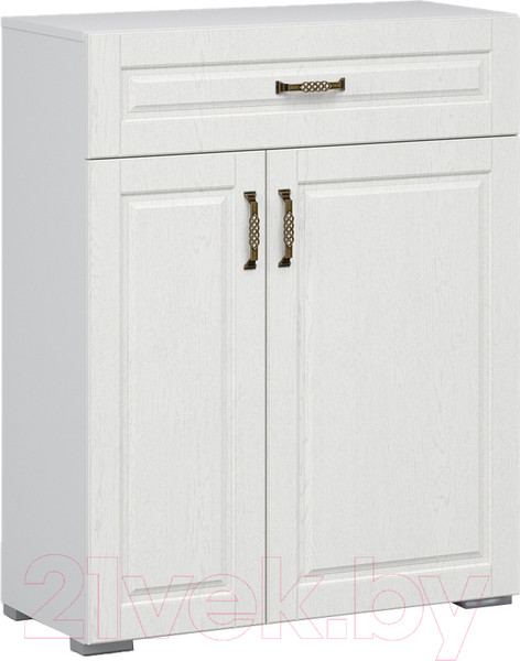 Изображение товара Тумба в прихожую Империал Лацио 2д 1ящ (белое дерево/ручка бронза)