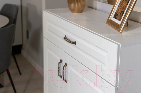 Изображение товара Тумба в прихожую Империал Лацио 2д 1ящ (белое дерево/ручка бронза)