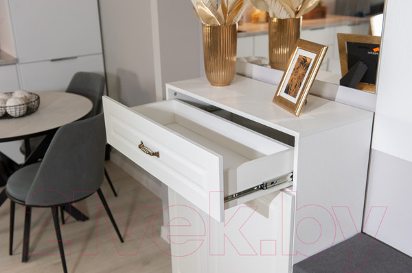 Изображение товара Тумба в прихожую Империал Лацио 2д 1ящ (белое дерево/ручка бронза)