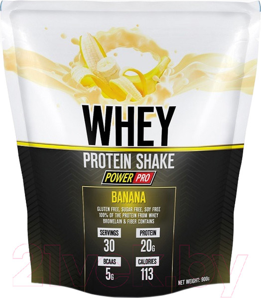Изображение товара Протеин POWER PRO Whey Shake PP982126 (900г, банан)