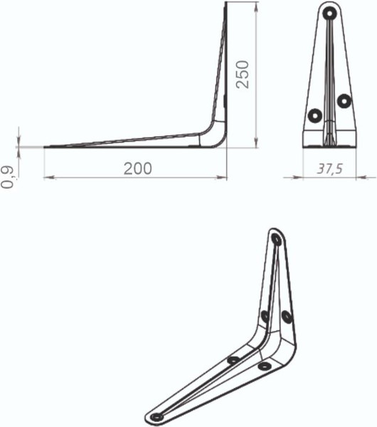 Изображение товара Полкодержатель Trodos Консоль 250x200 (черный)