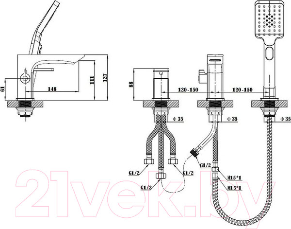 Изображение товара Смеситель Esko Vela PB 355B