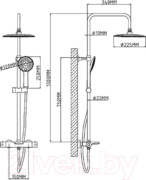 Изображение товара Душевая система со смесителем Esko STT5054