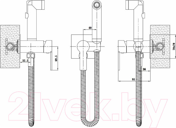 Изображение товара Гигиенический душ со смесителем Esko SMH06 (черный)