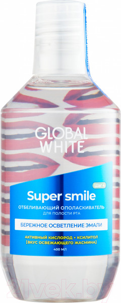 Изображение товара Ополаскиватель для полости рта Global White Super Smile Отбеливающий (400мл)