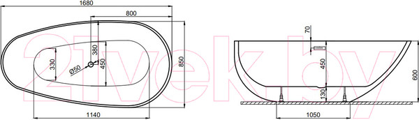 Изображение товара Ванна акриловая Polimat Shila 170x85 / 00226 (белый)