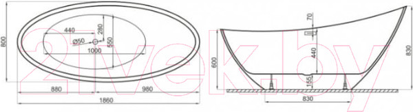 Изображение товара Ванна акриловая Polimat Zoe 180x80 / 00256 (белый)