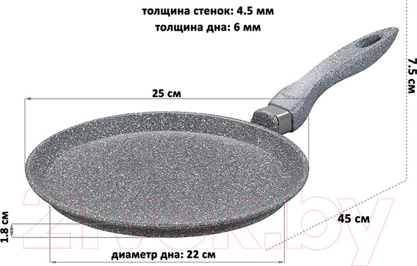 Изображение товара Блинная сковорода Elan Gallery Гармония вкуса / 120569 (серый мрамор)