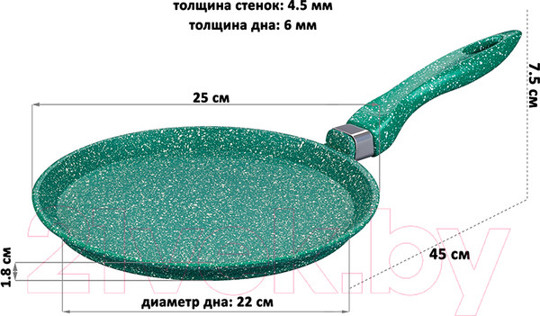 Изображение товара Блинная сковорода Elan Gallery Гармония вкуса / 120623 (изумруд)
