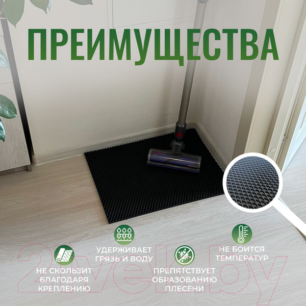 Изображение товара Коврик грязезащитный Alicosta ЭВА 600x400_2/6_UNI (мини ромб/черный)