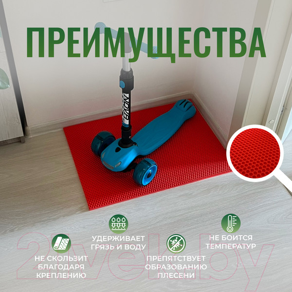 Изображение товара Коврик грязезащитный Alicosta ЭВА 650x500_2/4_UNI (соты/красный)
