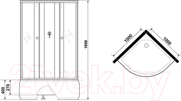 Изображение товара Душевая кабина Niagara Eco E100/40/TN/BK 100x100x195