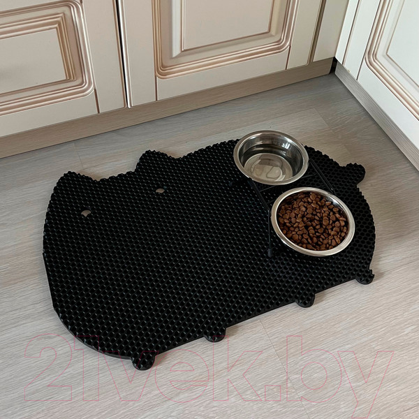 Изображение товара Коврик под миску Alicosta ЭВА Кот 600x400_1/1_UNI (соты/черный)