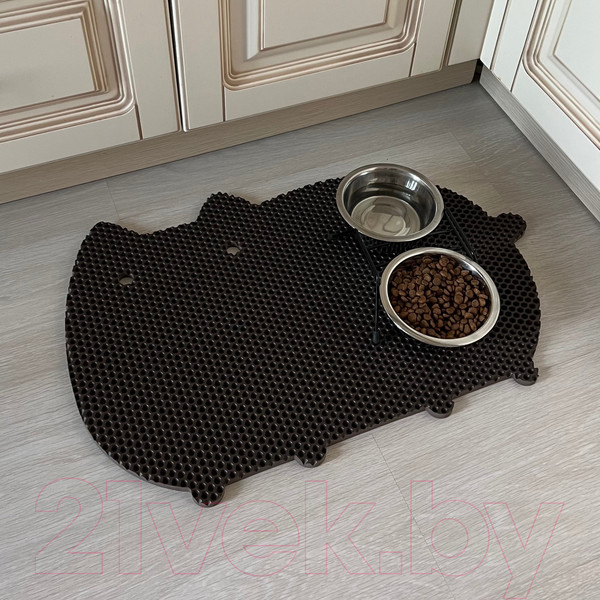 Изображение товара Коврик под миску Alicosta ЭВА Кот 600x400_1/5_UNI (соты/коричневый)