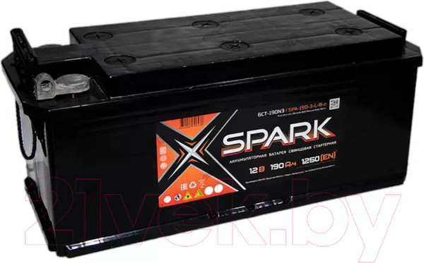Изображение товара Автомобильный аккумулятор SPARK 1150A (EN) L+ болт / SPA190-3-R-B-o (190 А/ч)